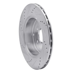 Hyundai Genesis Coupe Brake Rotor (1) - Rear Right - R1 Concepts - Drilled & Slotted - Silver - `10-`16